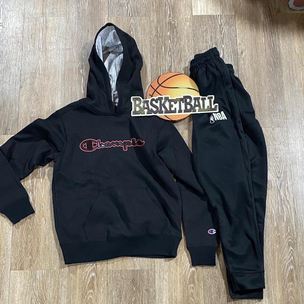 Champion Kids Black Sweatpants & Hoodie Set